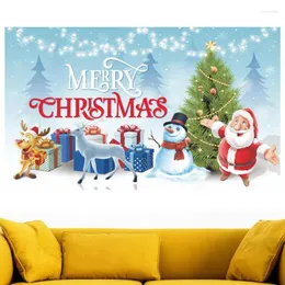 Party Decoration Merry Christmas Year Banner Inside Po | 6.06 3.6ft Reusable Sign Snowman Deer Yard