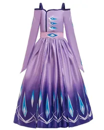 Princess Dress Up for Girl Long Sash Snow Queen 2 Fancy Costume Halloween Pageant Party Cloths Kids Purple Clothing2564162