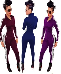 2016 Rompers New Rompers Plestuits Spring Tracksuit Fashion Women Women One Piece Tracksuits Long Sleeve Strip Side SPORTUITS5824215