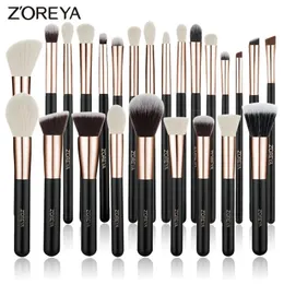 Zoreya Black Makeup Brates Set Natural Hair щетки фундаментальные порошковые контурные тени для век макияж Make Up Maquiage 240327