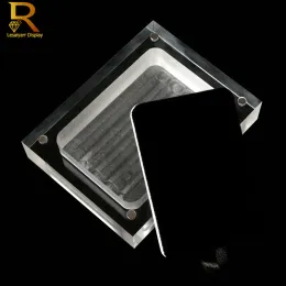 Caixa de vidro de vidro acrílico Branco preto showcase gemstone caixão de diamante Diamante