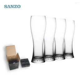 Copos de vinho 4 pacote caneca de cerveja de vidro cintura reta grande copo de suco moda durável única camada cor sólida cilíndrica 600008