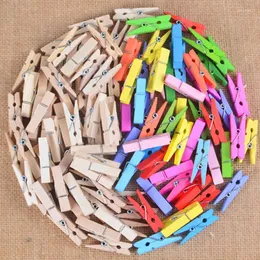 ديكور الحفلات 50pcs 35mm ملونة من الخشب الربيعي مقاطع clockespin po peg peg pin craft home home home