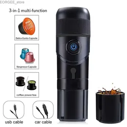 Kaffestillverkare USB -kapsel Espresso Machine Portable Coffee Machine 12V Kaffemaskin/bil Uppvärmd kaffekopp/helautomatisk Y240403