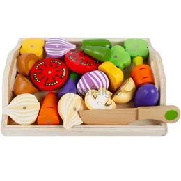 Cozinhas tocam comida Montessori Toy Play House Toy Cut Fruits and Legutables Toys Conjunto de cozinha Simulação Kids Kitchen Toys Toys Early Education Presente 2443