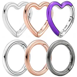 Pietre preziose gemme originali rose me styling rotond rotond del connettore del cuore viola fascino gioielli fai -da -te fit 925 cravona bracciale per tallone in argento sterling