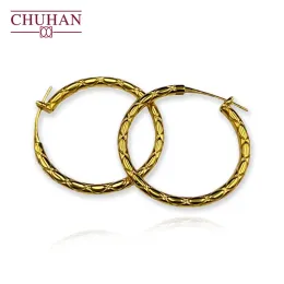 Ohrringe Chuhan Real 18k Gold Rhombus Plaid Ohrringe Au750 Klassische Stilgeschenk für Frauen Fein Schmuck