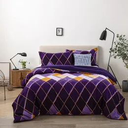 Bedding Sets Double Set Purple Geometric Pattern Bed Cover Oversize Dekbedovertrek 240x220 Modern Bedroom Duvet 3pcs