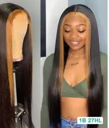 새로운 패션 아이템에 대한 무료 배송 재고 ishow Highly Highlower P Wig X Body Wave Omber Color T Part Pre Plucked Human Hair Lace Front Wigs