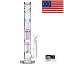 16 Zoll schweres Glas Bongs Percolator Wasserrohr rauchen Shisha 18mm Schüssel rosa uns