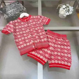 Nuove tracce per bambini Girls Girls Abito a maglia Abiti da design per bambini Dimensioni da 100-160 cm Maglietta jacquard e pantaloncini 24pril