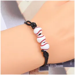 Charm Armband Sport Style Justerbar Inspirerande basketfotboll Rugby Volleyball flätat reparmband Boll för män Drop Deliv Dhayi