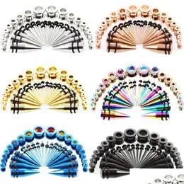 Plugs & Tunnels Wholesale 36P Stainless Steel Ear Gauges And Stretching Kits Flesh Tunnel Expansion Body Piercing Jewelry Ll Drop Del Dhabt