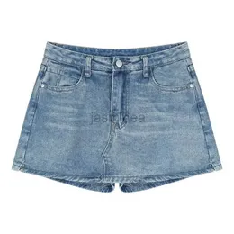 Vestidos sexy urbanos verão azul mulheres de cintura alta de jeans curta saia nova calça de segurança A-line Wrish Wrap Minn Shairs for Women 2443