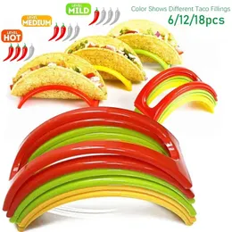 Plates Single Taco Holder Stand Set 6/12/18pcs Rack Plastic Hard Or Soft Shell Small For Party Tuesday