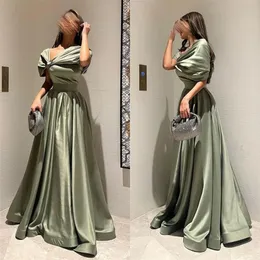 Abschlussballkleider exquisites asymmetrisch -doulder Aline Quinceanera gefaltet drapierte satinokzasionsabendes Kleid Arabische Abendkleid 240401