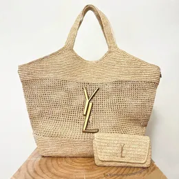 Luxury Rive Gauche Raffias Tote Designer Borse da spiaggia Donne Women paglia Weave Borse Pochette Baglie da tracolla a tracolla da uomo Shopper Basket Shopper Cestino da viaggio Borse da viaggio