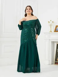 Abiti taglie forti donne sequeschetti da paillettes senza spicco della festa di giunzione 2024 abito da sposa verde sexy femmina grande