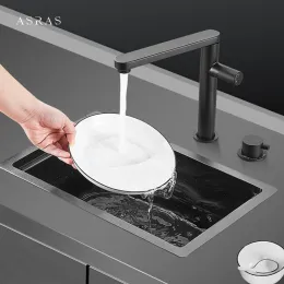 Asras Mini Nano Black Hidden Sink Kitchen Bar