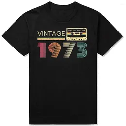 Męskie koszule zabawne vintage 1973 50. Mąż Koszula letnia Graficzna bawełniana streetwear z krótkim rękawem prezenty urodzinowe T-shirt męskie męskie