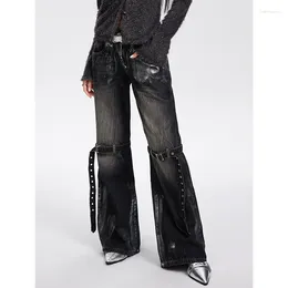 Frauen Jeans schwarze gotische gotische Frachtbaggy Vintage hohe Taille Cowboyhose Harajuku Denim Hosen 90er Jahre Y2K Trashy 2000er Kleidung 2024