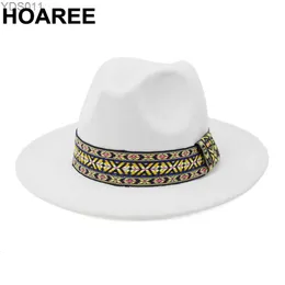 Waste Brim Hats Bucket Hoaree 2024 Nuovo Mens Fedora White Panama Hat Sombrero Jazz Trilby British Style Porkpie YQ240403