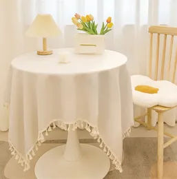 Yuvarlak masa örtüleri yemek masası kapağı düz renkli pamuk keten masa örtüsü ev dekoratif kumaş 240322