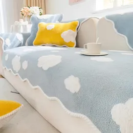 Stuhlabdeckungen Wellenwolken bedruckte Sofa -Abdeckung für Wohnzimmer Moderne Kissenmatten Couch Protektor Weiches Verdickung Handtuch