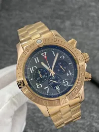 2024 Watches Men Luxury 브랜드 옐로우 골드 컬러 스테인리스 스틸 케이스 크로노 그래프 다기능 일본 쿼츠 운동 AAA+ 고품질 1 년 보증