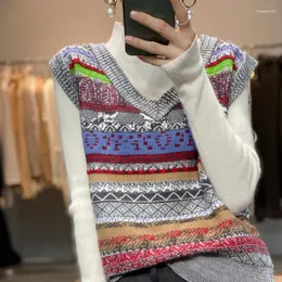 Women's Knits Colorful Celebrity Matching Early Spring V-neck Knitted Sweater For And Autumn Design Sense Short Pullover