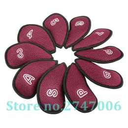 Clubs 10pcs/Set Wine Red Meshy Neopree Golf Iron Club Head Covers 3,4,5,6,7,8,9, P, S, eine passende rechte Eisen.