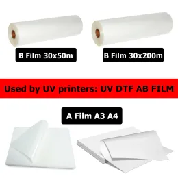 Paper UV DTF AB film for 6090 4060 A1 A2 A3 A4 UV printers Waterproof transfer DTF film LOGO curved round adhesive sticker L1800 L805