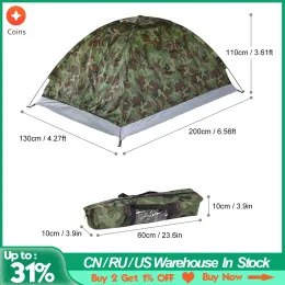 대피소 캠핑 텐트 2 인용 싱글 레이어 야외 휴대용 위장 캠핑 낚시 텐트 휴대용 방수 텐트