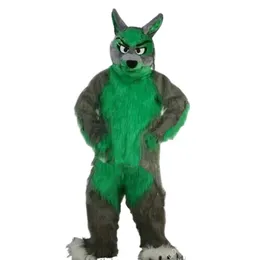 2024 Long Fur Wolf Mascot Costume Costum