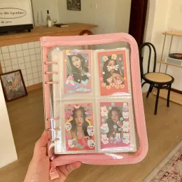 Pens Minkys A5 A6 Zipper Binder KPOP PhotoCard Collect Cartões de fotos Organizador de cartões com 10pcs Sleeves School Stationery