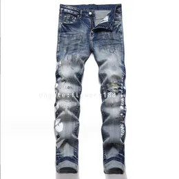 Am maschi jeans nuove lettere di moda jeans jeans strappati slim matita maschi jeans jeans salti