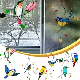 Adesivos de parede 7pcs mancha janela de vidro pendurado pássaro decoração de casa bonito decalques de carro 3d decoração de sala de estar