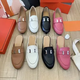 Designer Women Loafer Guida cuoio vera scarpe tacco piatto classiche Lettera di mandrino delle pantofole di spiaggia estate sneaker di lusso