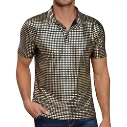 Magliette maschile moda costume da discoteca 70s costume da bronzing bavande t-shirt manica corta bottone estate club club tops camicia da camicia da uomo