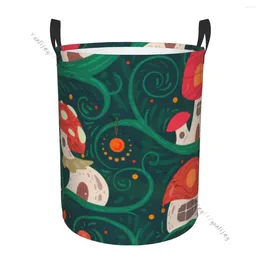 Tvättpåsar Badrumsarrangör Cartoon Fairy Tale Porcini House Folding Hamper Basket Laundri Bag For Clothes Home Storage
