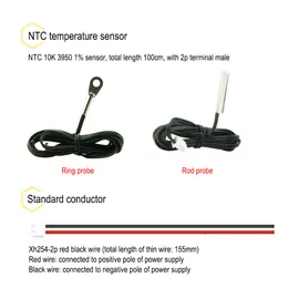 DC 4-30V LED Display Car Voltage & Water Temperature Gauge Voltmeter Thermometer Instruments and Apparatus with NTC Probe Cable