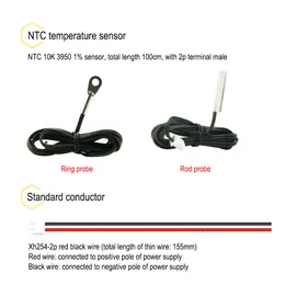 DC 4-30V LED 디스플레이 자동차 전압 수온 게이지 전압계 온도계 기기 및 NTC 프로브 케이블이있는 장치