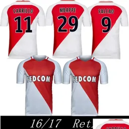 Jerseys de futebol 16 17 como Monaco Home Mbappe Falcao Bernando Carrillo Germain Fabinho Campeão da Liga Maillot de Foot para homens