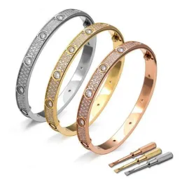 Three Row Diamond Bracelet Designer Jewelry For Women Men Fashion Luxury Jewlery Stainless Steel Screwdriver Gold Bracelets Classic Designer With box Bangle Gift