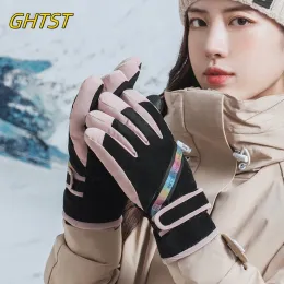 Eldiven su geçirmez kayak eldivenleri kadın kış dokunmatik ekran kar polar kaplı sıcak termal snowboard kayak koşu bisiklet neve asalesorios