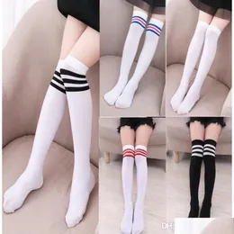 Skarpetki dla dzieci dziewczęta Veet Striped Knee High Baby Solidna moda swobodna pończocha Summer Chausette Nogi Ogrzewacze bielizny 17 Drop dostawa Ma Otbma