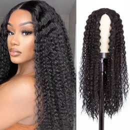 Peruklar 28 inç sentetik uzun orta kısım afro kinky kıvırcık peruklar Siyah kadınlar için cosplay partisi yüksek sıcaklık sentetik peruk