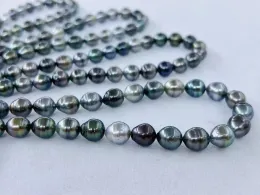 Collane classiche cragonali da 910 mm per perle nere collana lunga per donne riso rotonde perle tahitian regali di gioielli sterling.