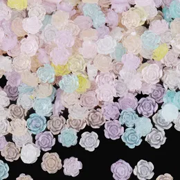 Jóias de manicure Camellia de 8 mm acessórios de adesivos de unhas japonesas resina de fundo plano diamante estéreo rosa diamante