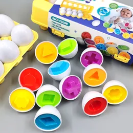 6pcs Montessori Smart Eggs 3D Puzzle Toys for Children Learning Educational Math Toy Kids Color Shape Recognize Match Easter Egg